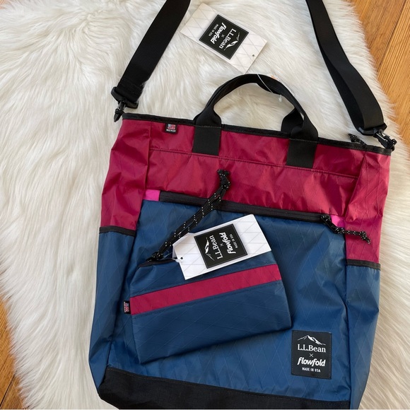 NWT L.L. Bean x Flowfold crossbody commuter tote bag and pouch bundle - Picture 15 of 15